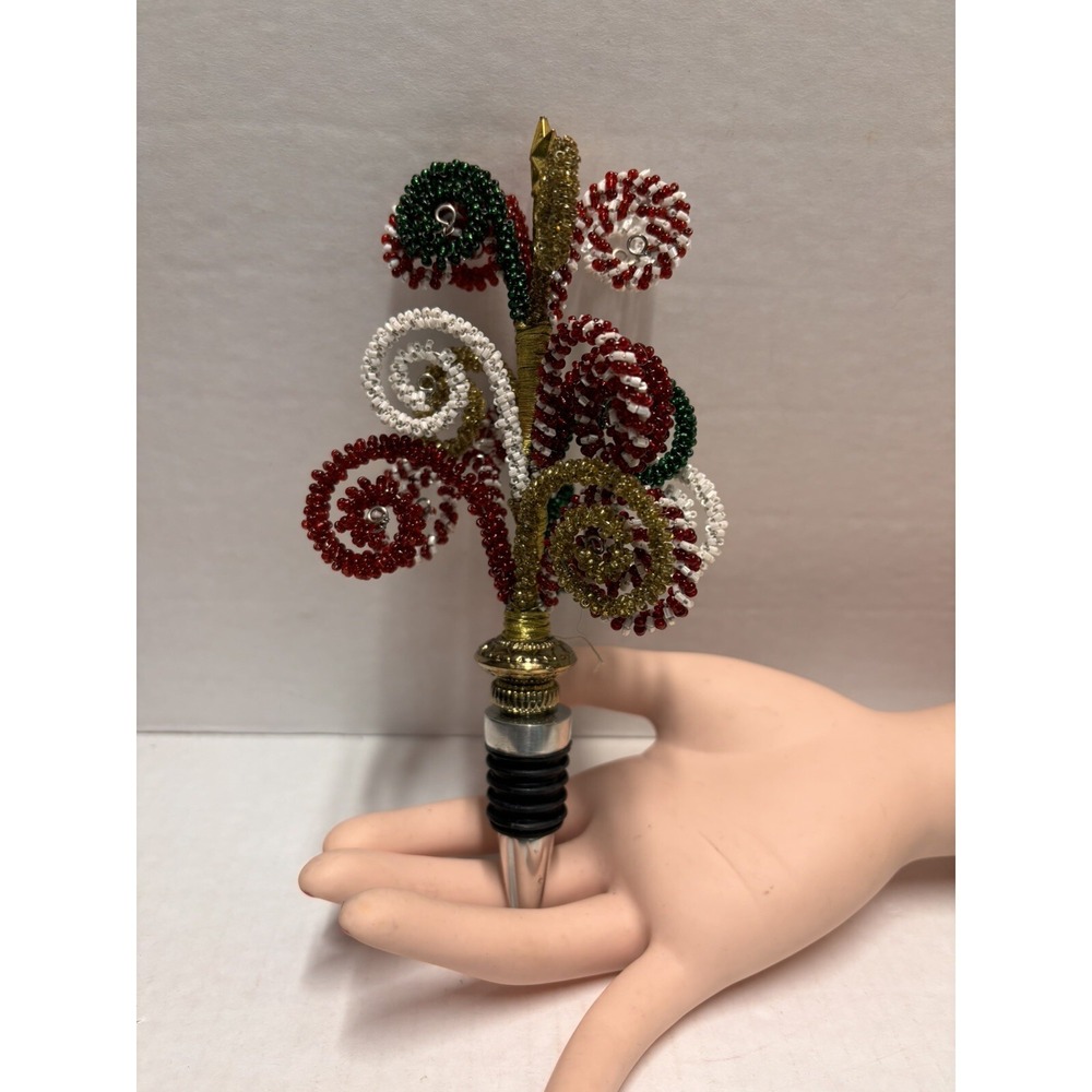 Pier 1 Imports Christmas Holiday Wine Bottle Stopper‎ Festive Oversized curls